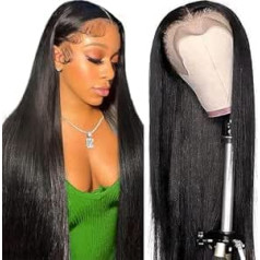 RXY 13 x 4 Straight HD Lace Front Wig Human Hair Real Hair Wig 180 Density Brazilian Wig Women's Pre Plucked with Baby Hair 22 Inches (56 cm)