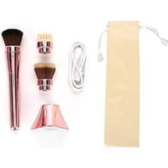 3 in 1 Electric Makeup Brush Facial Cleansing Wash Brush High Quality ABS Material Antibacterial Fiber Hair USB Charging Portable Travel Friendly Beauty Tool Set (Makeup Brush)