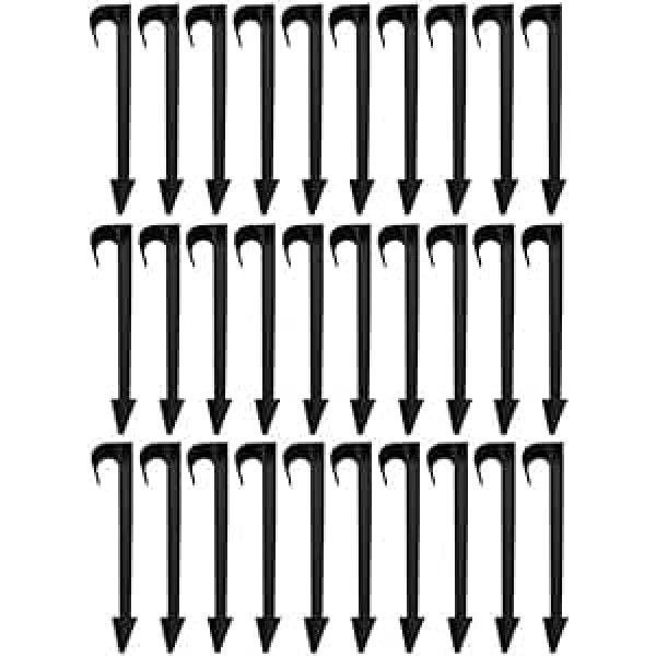 Hydrogarden Pack of 100 Garden Hose Anchor Ground Mounting Anchor for Drip Hose Pearl Hose Plug Fork for 1/2 Inch OD Hoses Garden Lawn Patio Black