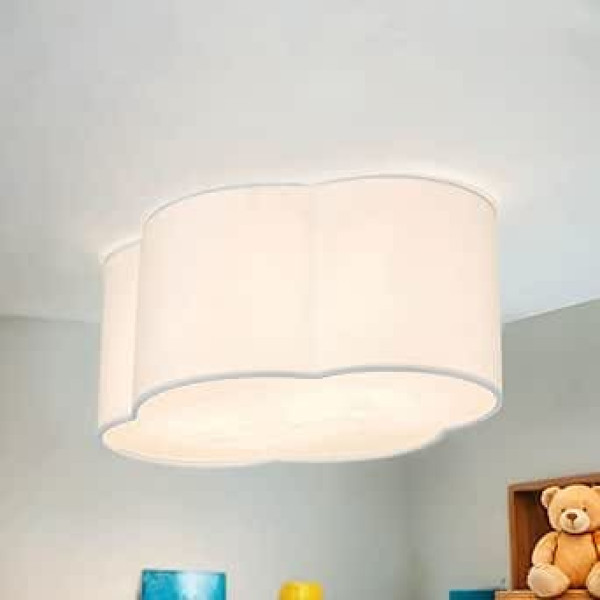 Licht-Erlebnisse Cloud Ceiling Light Made of Fabric in White Cloud 41 x 31 cm 2 x E27 for Children's Room Living Room Ceiling Light Indoor Low Glare Children's Lamp Children's Light