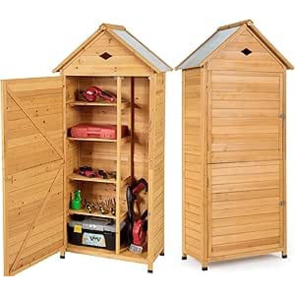 GIANTEX Garden Cabinet Wooden Weatherproof Garden Shed Garden Shed Garden Shed 4 Shelves Tool Cabinet Weatherproof Tool Shed Small Garden Shed Garden Tool Shed 80 x 45 x 177 cm