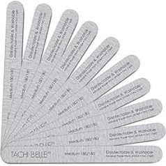 Tachibelle Japanese Abrasive 180/180 Fine Sanitizable Washable Zebra Files Perfect Files for Natural Nails Pack of 10