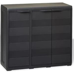 Festnight Garden Cabinet with 3 Doors and 2 Ventilated Tool Sheds, Tool Shed 97 x 38 x 87 cm, Black