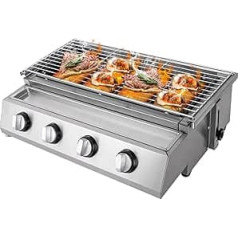 Stainless steel gas grill for convivial outdoor BBQ evenings on the terrace, with large grill surface of 558 x 232 mm, easy to clean