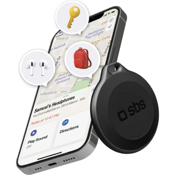SBS Apple Find My saderīgs ūdensizturīgs IP65 lokators Track My Circle - melns