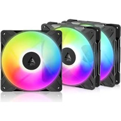 ARCTIC P14 Pro Reverse A-RGB - 3 Pack - 140mm Premium Fan with Reverse Airflow, PWM Fan with Y Cable Splitter, 400-2650rpm, 0rpm <5% PWM, 5V Digital RGB, Hydrodynical Plain Bearing, 4-Pin - Black