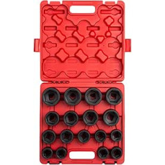 Sunex 4684 3/4-Inch Drive Heavy Duty Metric Impact Socket Set, Metric, Standard, 6-Point, Cr-Mo, 26mm - 46mm, 17-Piece