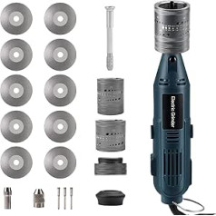 Tungsten Electrode Sharpener Kit for TIG Welding, 180W TIG Rotary Grinder with 10 Grinding Wheels, 6 Sizes 8 Angle Grinding Head, Tungsten Needle Gripper and 3 CNC Mandrels, EU Plug