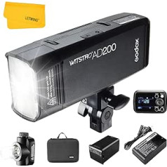 Godox AD200 TTL Flash 2.4G HSS 1/8000s Double Head Bag Flash Unit with 2900 mAh Lithium Battery and Carry Case for Canon Nikon Sony DSLR Camera