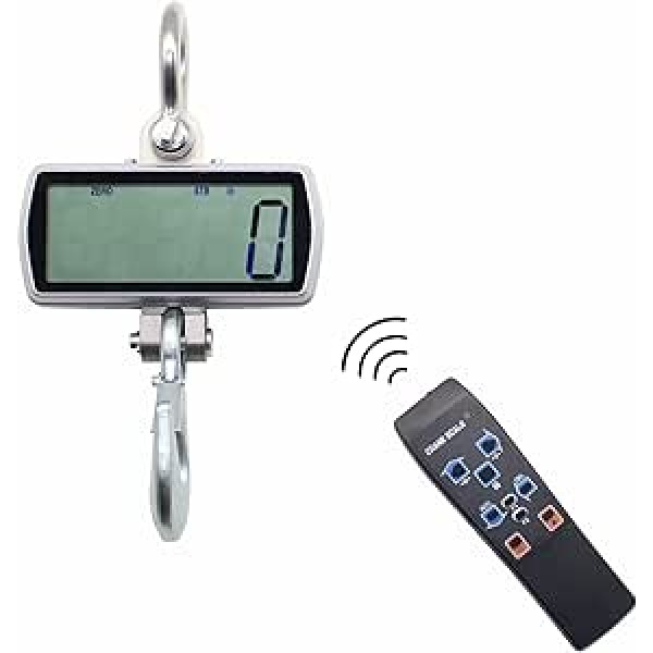 Kranwaage, Hochauflösende 1-t-Digital-Kranwaage 1000 kg Hakenwaage Industrie-Hängewaage mit großem Bildschirm und Fernbedienung