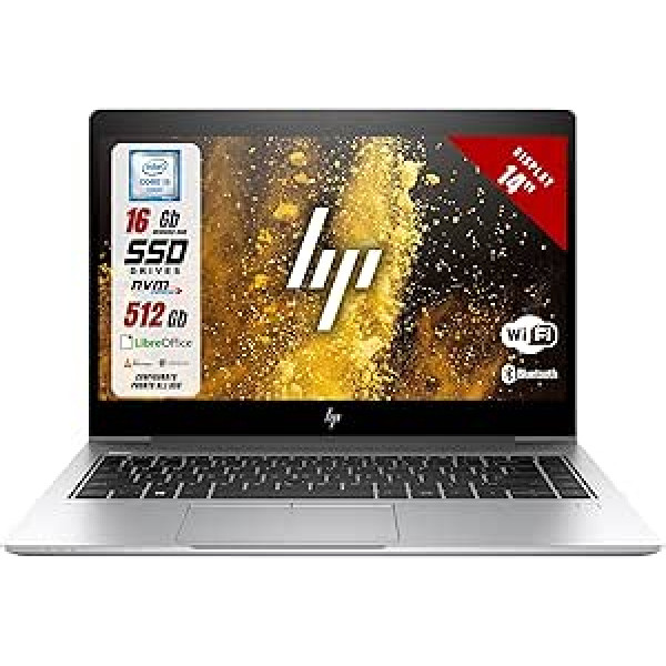 HP EliteBook – Laptop 14 Zoll – Intel i5-8265U 4 Core 1,60 GHz – SSD 512 GB RAM 16 GB – Notebook mit Win 11 und Libre Office – Laptop sofort einsatzbereit (Generalüberholt)