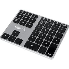 LogiLink ID0187 BT v3.0 Number Pad/Numeric Keypad with 35 Keys and Function Keys for Windows/MacOS, Aluminium