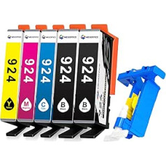 MEGOFFCIE 924 Ink Cartridge Multipack Compatible with HP 924 Cartridges for OfficeJet Pro 8120 8122e 8124e 8132e 8134e 8135e 8125e All-in-One Printer (Not with Chip, 5 Pack)