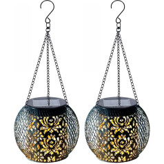 GIACOMO Solar Lights for Outdoors, Solar Lanterns IP65, Lanterns for Outdoors, Waterproof Metal Hanging Solar Lights for Outdoor Garden Decoration, Outdoor Backyards, Balcony Lighting