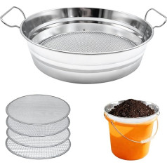 Gardening Floor Strainer with Handles, Stone Strainer Fits 1.8L Buckets with 4 Interchangeable Strainers, Compost Strainer, Dirt Strainer, Catches Dirt Rocks Sawdust