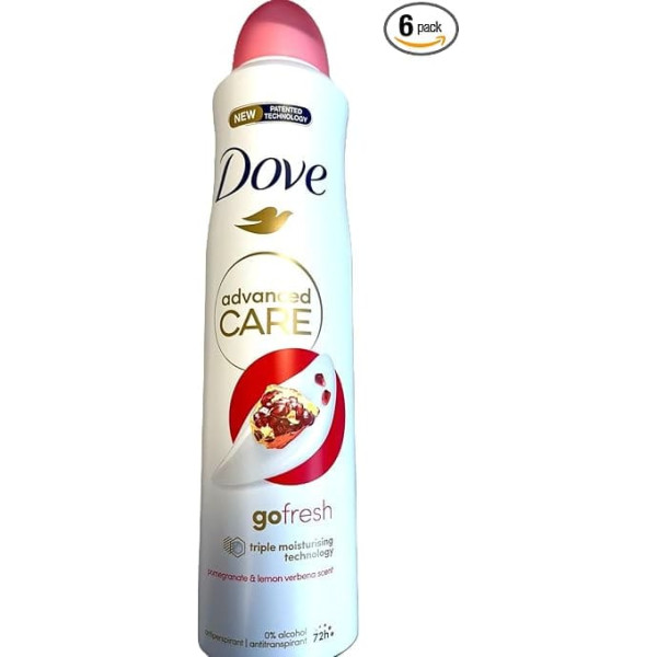 6 x Dove Women's Deodorant Spray Go Fresh Pomegranate and Lemon Verbena 250 ml