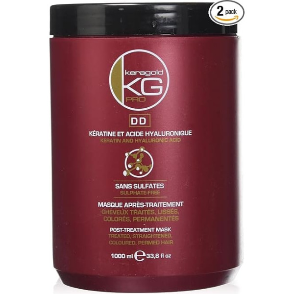 KERAGOLD PRO DD Maske ohne Sulfate, Keratin/Hyaluronsäure, 1 l, 2 Stück