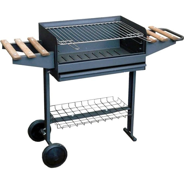 Imex EL ZORRO 71760 Barbecue with Galvanised Grill, Wheels and Trays, Black, 120 x 42 x 86 cm