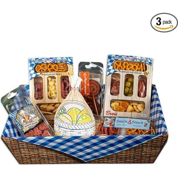 Wurstbaron Gift Basket Salami Classic Sausage Basket with Salami and Snacks with Approx. 600 g