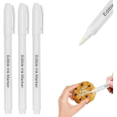 FANWINKJ Edible Food Colouring Pens, Markers with Fine & Wide Tip, Sugar Writing Pens for Cakes, Fondant, Biscuits, Easter Eggs, Macaron, Baking with Children (White)