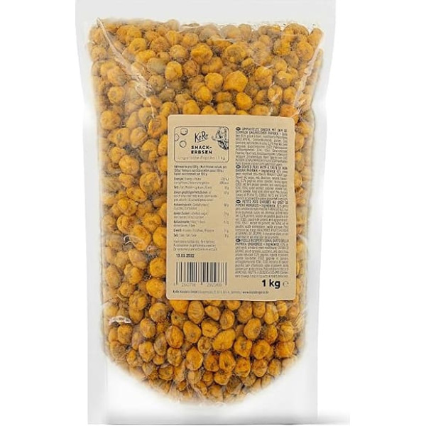 KoRo - Snack Peas Hungarian Peppers 1 kg - Crisp Peas with Pepper Spice - Smoky Spicy Taste - Vegan Alternative to Conventional Chips