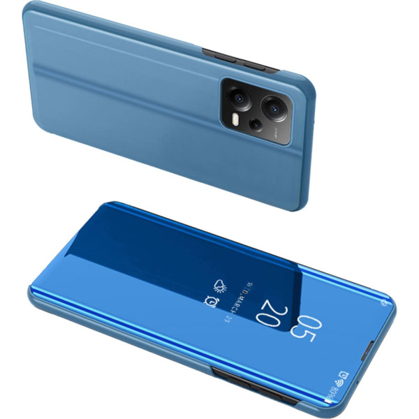 Glancēts flip case for Xiaomi Redmi Note 12 5G / Poco X5 Pro 5G Clear View Case blue
