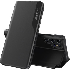 Futrālis Samsung S24 Ultra ar atvāžamu vāciņu un statīvu Eco Leather View Case melns