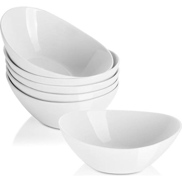 Lifver Porcelain Soup Bowls, Cereal Bowls, Salad Bowls, Dessert Bowls, White