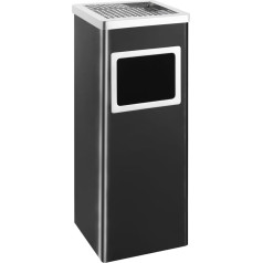 vidaXL Rubbish Bin Ashtray Hotel Supplies Standing Ashtray Standing Ashtray Bin Waste Paper Basket Indoor Outdoor 36L Steel Black