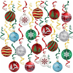 30 Pieces Christmas Party Hanging Decorations, Christmas Ceiling Decorations, Foil Snakes, Shiny Foil Swirls for Christmas, Home, Kids Party Supplies