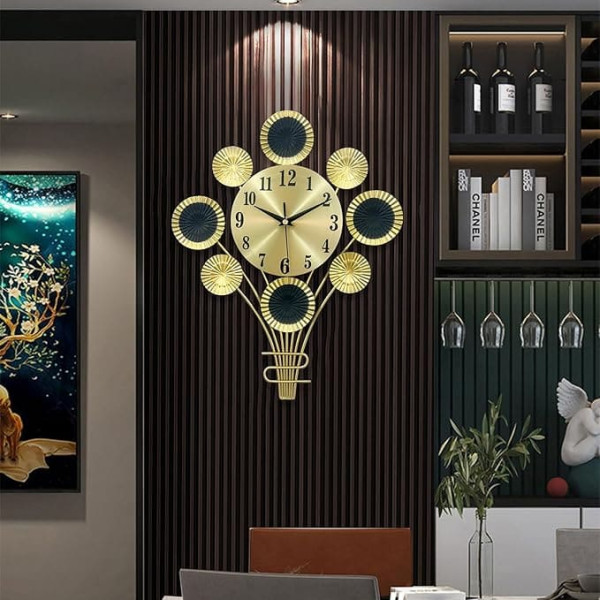 Mini Wall Clocks for Living Room Decor, 12.6 Inch Modern Balloon Wall Clock, 3D Wall Art Decor Clocks, Silent Non Ticking Quartz Clock for Kitchen Bedroom Hallway Entrance, Hotel (Gold, 32 x 42
