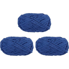 sourcing map Chenille-Garn, Deckengarn, 3 x 100 g, Stärke 5 #, sperriges Polyester, weiches Stricken zum Häkeln, Weben, Taschen, Schals, Mützen, Marineblau, 3 x 68 m