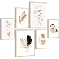 Novart Wall Picture Set Love Home Abstract Beige - No Extra Frame Required - Modern Decoration - Living Room Bedroom N006163a