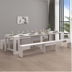 Dmora Torquato Bench, Set of 2 Seats for Dining Table, Extendable Benches, 290 x 25 x 45 cm, White