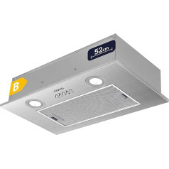 Ciarra CBCS5913A Cooker Hood Installation Base, 52 cm Wide, 300 m³/h Stainless Steel Cooker Hood Without Exhaust Air with Aluminium Grease Filter, Compatible CBCF005 Filter, Silver