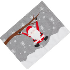 POPETPOP Weihnachtlicher Tischläufer aus Besticktem Leinen Santa Motiv Robustes Platzset Festliche Tischdeko für Esszimmer und Party Handgefertigt Langlebig und Farbecht