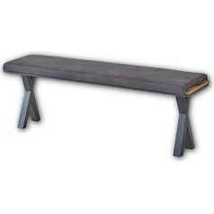 Stella Trading Prato Bench in Alpine Lodge Look - Comfortable Bench in Leather Look for Your Living Room and Dining Room - 166 x 51 x 41 cm (W x H x D)
