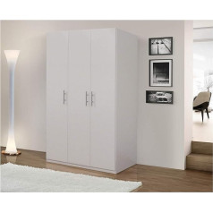 Dmora Wardrobe with 3 Double Doors Matte White with Clothes Rail Dimensions 135 x 202 x 53 cm