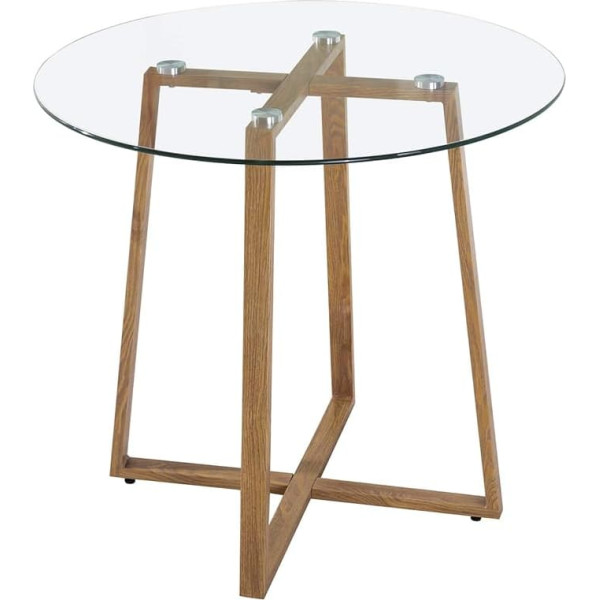 Dining Table Round 80 cm Glass Table Dining Room Table Coffee Table Scandinavian Table for 2 4 People Metal Legs