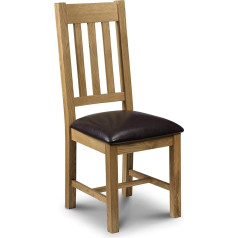 Julian Bowen Light Astoria Oak Dining Chairs, Waxed Oak/Brown Faux Leather, Set of 2