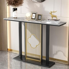 Rustic Modern Narrow Entrance Table Solid Wood Console with Galvanised Steel Frame Stylish Foyer Living Room Furniture (120 x 30 x 80 cm) - Space Saving Design