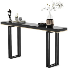 Generisch Moderner Konsolentisch aus Holz für Flur und Wohnzimmer – Stilvoller Beistelltisch mit quadratischen Metallbeinen, 80 cm hoch, platzsparendes Design, Elegantes Foyer-Dekor