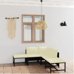 6 Piece Garden Sofa Set with Black Poly Rattan Cushions Set for Sofa Bed Living Room Sofa Modern Corner Sofas + 2 x Centre + 3 x Footrests Black