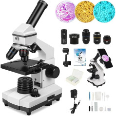 Professional Adult Microscope: Compound Microscope for Kids 8-12, 100x2000x, Kids Microscope Kit with Prepared Microscope Slides and Covers, Plant Stereo Microscopes for