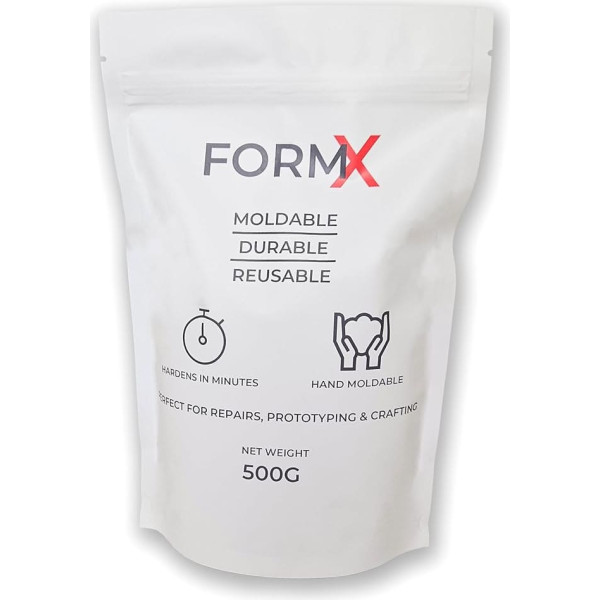 FormX Moldable Plastic Pellets - 500g Resealable Pack - Hand Moldable Thermoplastic for Repairs, Prototyping & Crafts - Durable, Reusable, Biodegradable