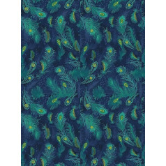 Décopatch Paper No. 722 Pack of 20 Sheets (395 x 298 mm, Ideal for Papmachés) Dark Blue, Peacock Feather,