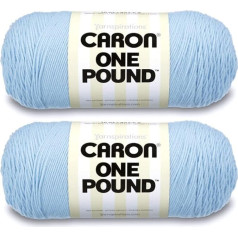 Caron One Pound Sky Blue Yarn - 2 Packs of 16oz - Acrylic - 4 Medium (Comb) - 800 yards - Knitting/Crochet