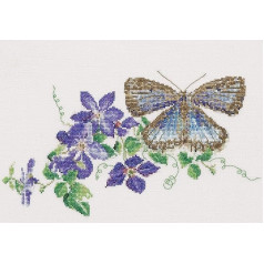 Common Blue Butterfly and Clematis Set