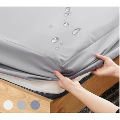 Z-hom Waterproof Mattress Protector, Mattress Cover for Bed, 30cm Deep Fitted Sheet, Mattress Protector with Elastic Elastic Band (Light Grey, King (150x200cm)