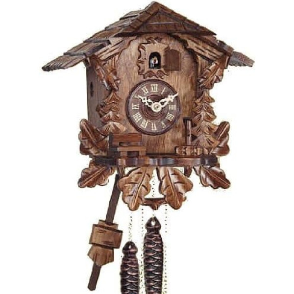 Cuckoo Clock Real Wood Battery Operated Quartz Movement Cuckoo Call Eble Oak Leaves 26 cm 10180